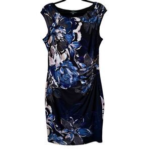 Lauren Ralph Lauren Floral Cap Sleeve Sheath Dress Size 14 Career, Wedding Guest